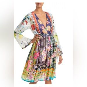 Johnny Was Colorful Floral Long Sleeve Dress